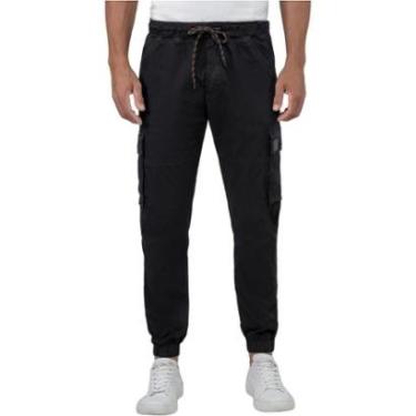 Imagem de Calça Sarja Hangar 33 Jogger Com Bolso Cargo Preto Tam. 38-Masculino