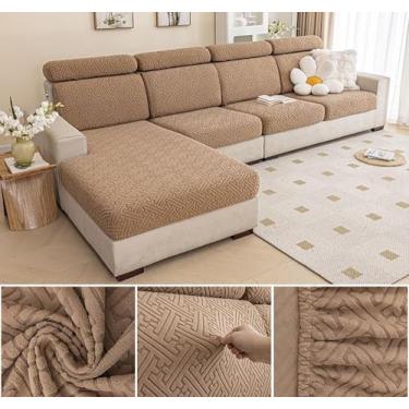 Imagem de Sofá De Estiramento Slipcover Sofá Capa Protetor De Móveis Sofá Macio Com Fundo Elástico Para Crianças, Poliéster Spandex Jacquard Tecido (D,Castanho)