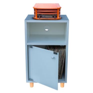 Imagem de Estante Rack Para Discos de Vinil LPs (Branco com porta de vidro)