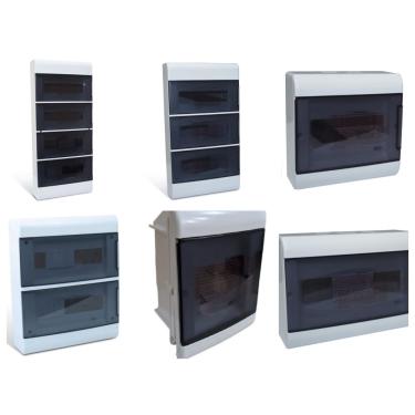 Imagem de Quadro Sobrepor Ouro Box Porta Fumê C/ Barramento Neutro/Terra - Steck P/24 Disjuntores SCV24PTB