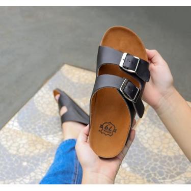 Imagem de Sandália Papete Anatômica RELAX Slide Unissex em couro Preta ROTA79 (44)