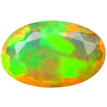Imagem de 1,22 ct AAA+ Qualidade da pedra preciosa de qualidade oval (10 x 7 mm) opala arco-íris não aquecida genuína e extraída da pedra preciosa solta da Terra