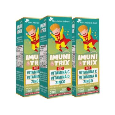 Imagem de KIT 3 Imunitrix Kids (Vit. C +D+Zinco) 30ml Sabor Morango - Flora Nativa