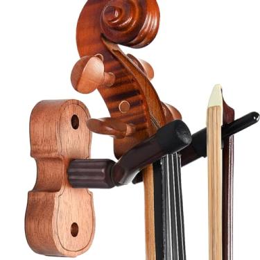 Imagem de WOGOD Suporte de parede para violino com suporte de arco para casa e estúdio cabide de parede para violino viola.