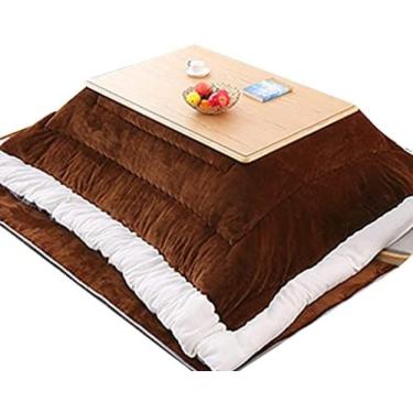 Imagem de Mesa kotatsu estilo japonês, mesa de aquecimento de cinco peças, mesa de chá tatami na cama, aquecimento no inverno, marrom, 80 * 80 * 45cm