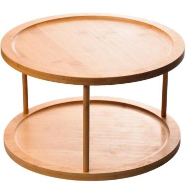 Imagem de Organizador Giratório em Bambu 2 Andares Lyor 30x18,5cm Genebra Multiuso
