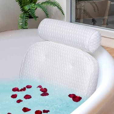 Imagem de Almofada de banho para banheira, banheira de hidromassagem, jacuzzi e spa doméstico. Almofada de spa para mulheres e homens, com malha respirável 4D, ajuda a apoiar a cabeça, pescoço e costas.