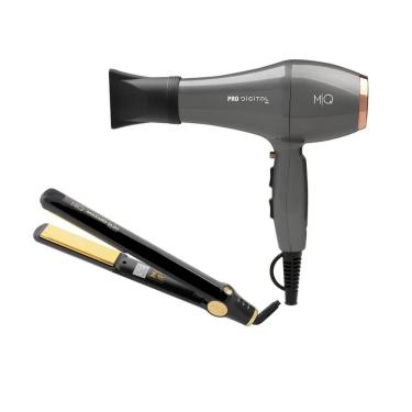 Imagem de Kit Mq - Secador Mq Pro Digital Íon 2600W 220V+ Chapinha Prancha Mq Max480 Slim Titanium Black