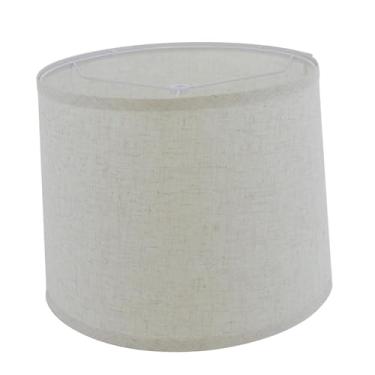 Imagem de Generic Tambor redondo lâmpada de linho sombra lâmpada chão abajur decorativo rústico lustre lâmpada parede sombra para o quarto sala estar cozinha, estilo H