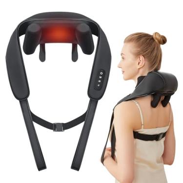 Imagem de PERLEVI Massageador de pescoço e ombro sem fio com calor calmante, amassamento profundo de tecido 6D, massageador shiatsu para pescoço, ombro, costas, presentes para homens, mulheres, mães e pais