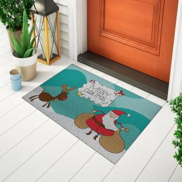 Imagem de Capacho Para Porta Divertido Tapete Decorativo Tema Natal - Papai Noel Carregado Ca301