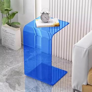 Imagem de Mesa lateral de acrílico em forma de C, mesa de centro de acrílico transparente para sala de estar, mesa de café transparente, mesa de lanche, mesa central moderna