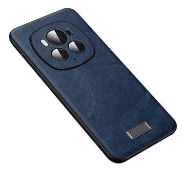 Imagem de POYUFRG Capa ultrafina para Honor Magic 6 Pro/6, capa de couro com lentes com tudo incluído, leve, capa de telefone empresarial, proteção contra choque de borda macia, azul, 6