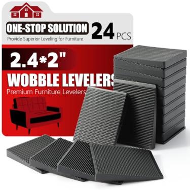 Imagem de Kit de nivelador de móveis, 24 peças, variedade de tamanhos | Calço de borracha multiuso para nivelar pés estáveis | Almofada antioscilação para mesa irregular, perna de cômoda, vaso sanitário e mais
