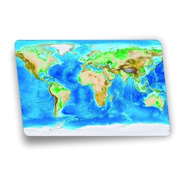 Imagem de Mouse Pad Gamer Base Emborrachada 40x28 Mapa Mundi Azul - jdm