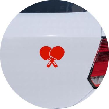 Imagem de Adesivo de Carro Raquetes de Tênis de Mesa Ping Pong - Cor Vermelho - 