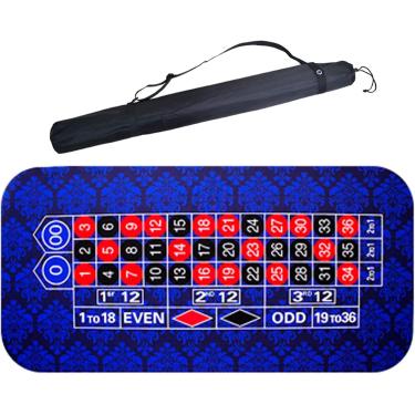 Imagem de Tapete de cassino de roleta profissional de mesa para Texas Holdem/Blackjack | Tapete de mesa para jogos de cassino conveniente e que economiza espaço, verde, 120 x 60 cm