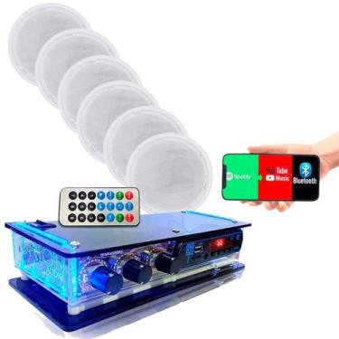 Imagem de Kit Som Ambiente Receiver Bluetooth Usb +6 Arandelas Brancas - ORION