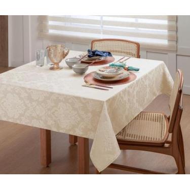 Imagem de Tolha De Mesa Retangular 8 Lugares 2,50m Jacquard Branco Lançamento - 