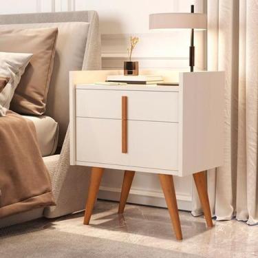 Imagem de Mesa de Cabeceira Luxo Davi 1188 Com Gaveta e Porta Pés Palito - Vária