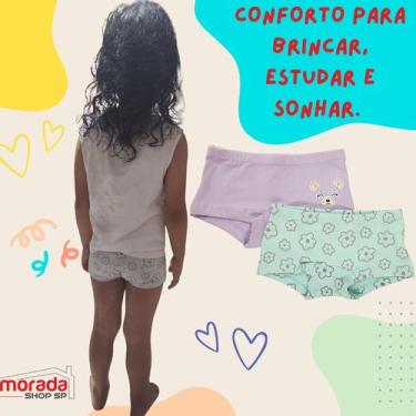 Imagem de Calcinha Boxer Infantil Kit 6 Unidades Super Conforto - Folly, P, Rosa