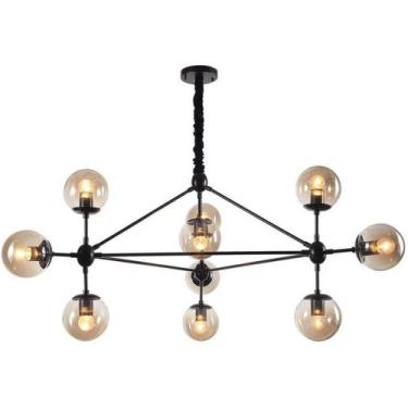 Imagem de Luminária Pendente Jabuticaba Preto Bola Molecular Âmbar Moderno Sala 