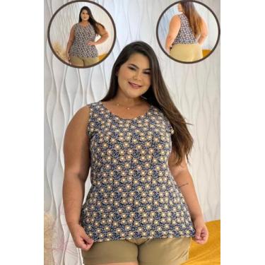 Imagem de Camiseta Blusa Regata Plus Size em Liganete Larguinha pra o Verão - BF
