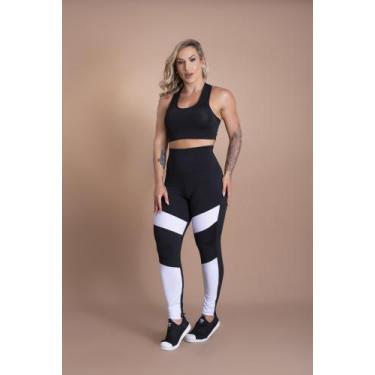 Imagem de Conjunto Fitness Feminino Calça Legging Detalhe Cintura Alta E Top Nad