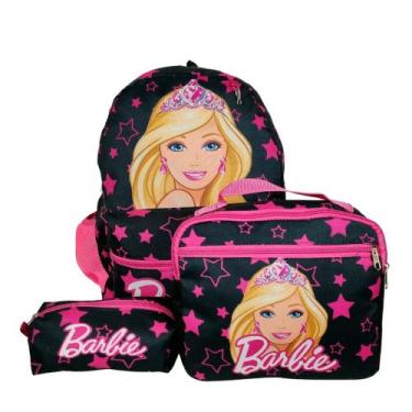 Imagem de Kit Mochila Juvenil Barbie de Costas + Lancheira Térmica + Estojo Esco