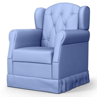 Imagem de Poltrona de Amamentação Fixa Letícia Sintético Azul - Phoenix - Phoeni