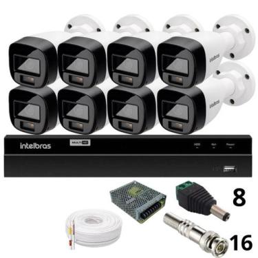 Imagem de Kit 8 Câmeras Intelbras  Bullet 1220b Full Color Dvr Intelbras 1216-c 