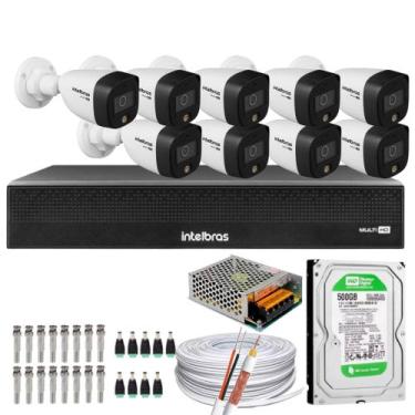 Imagem de Kit 09 Cameras Full Color Intelbras Dvr Mhdx 16 Ch Color Noite C/HD 50