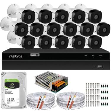 Imagem de Kit Intelbras 16 Câmeras Vhc 1120 Dvr 16 Canais 1t 200m Cabo