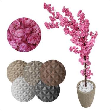 Imagem de Cerejeira Japonesa Artificial Curvada Rosa Bebe Grande Vaso Decorativo