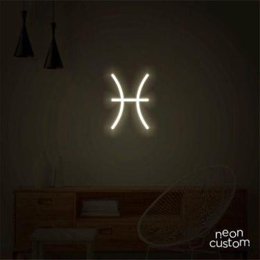 Imagem de luminaria letreiro Neon Led Signo Peixes 50x35 luminoso decoração p/ s
