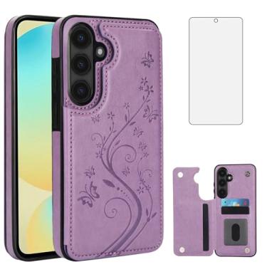 Imagem de Asuwish Capa de telefone para Samsung Galaxy S24 FE 5G com protetor de tela de vidro temperado e suporte de cartão capa carteira suporte flip acessórios de celular de couro S 24 EF S24FE 24S capas