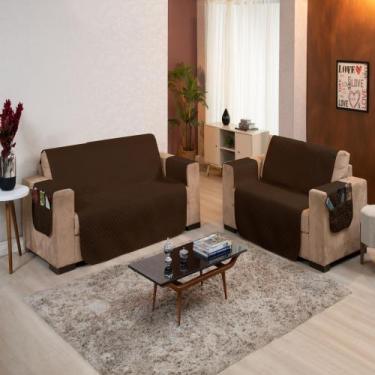 Imagem de Kit Protetor Sofá 3 e 2 Lugares Matelado Com Porta Objetos Face Única 
