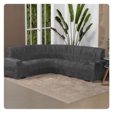 Imagem de Kit Protetor Capa De Sofá Canto 6Lugares Elasticada Chumbo - Lenharo E