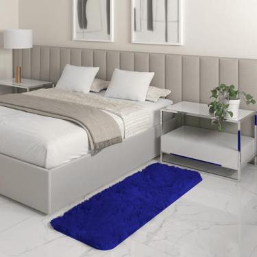 Imagem de Tapete Passadeira Quarto Antiderrapante Azul 50 x 140 cm - Tapetes Sat