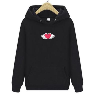 Imagem de Blusa de Frio Coração Asa Fofo Emoji Casaco Peluciado Moletom - Inove,