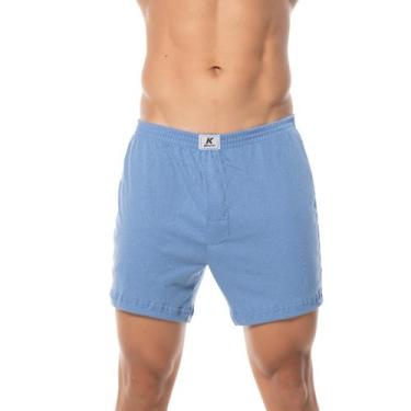 Imagem de Cueca samba canção 100% algodão com abertura frontal Keeper, Azul jean