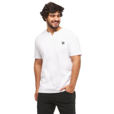 Imagem de Camiseta Basica Masculina Gola Portuguesa C3 WOOKS, Branco, M