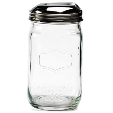 Imagem de Circleware Recipiente de vidro Yorkshire Mason Sugar Jar com tampa de metal para cozinha doméstica, recipiente de armazenamento para conservação de alimentos para café, chá, especiarias, cereais e