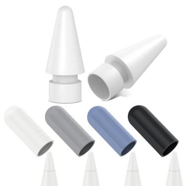 Imagem de Jelanry Pontas de substituição para Apple Pencil 1ª e 2ª geração – pontas de caneta lisas, controle preciso, compatível com iPencil iPad Pro, pontas resistentes ao desgaste e 4 capas de silicone