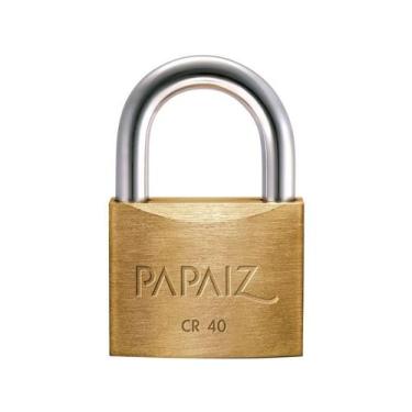Imagem de Cadeado Chave Papaiz Clássica Standard CR40 - 40mm Amarelo e Cromado, 