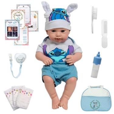 Imagem de Bebê Reborn Menino Recém Nascido Com Acessórios Lindos 46cm - Cegonha 