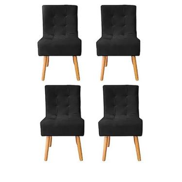 Imagem de Kit 4 Cadeiras Sala de Jantar Estofada Liz Suede Preto - Twdecora