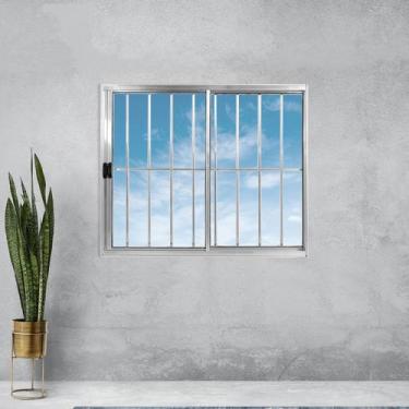 Imagem de Janela Alumínio de Correr 100x100cm 2 Folhas com Grade Plus Lux Esquad