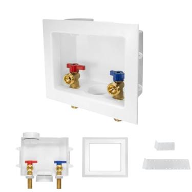 Imagem de 1 PACOTE GUOFIS caixa de saída para máquina de lavar, caixa de lavar roupa PEX com design de drenagem central e lateral (entrada de conexão de suor 1/2 "MIP x saída MHT de 3/10.2 cm)