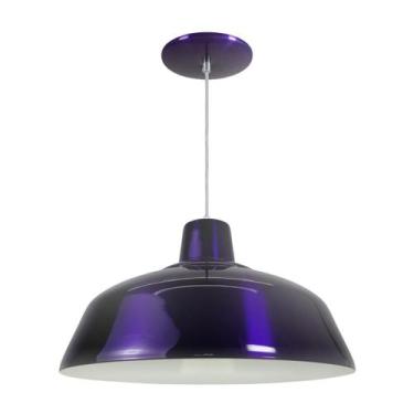 Imagem de Kit 3 Luminária Pendente Retro 40cm Verniz Interior Branco Brilho Com 